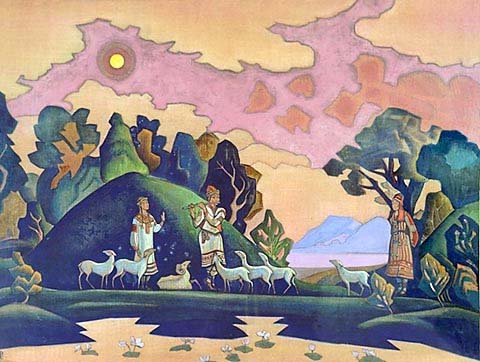 Два века Прароссианства: иллюстрации   Николай Рерих:  Европа, Восток | Кришна Лель (Святой пастырь) 1932