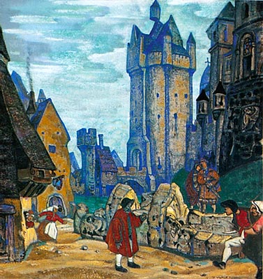 Два века Прароссианства: иллюстрации   Николай Рерих:  Европа, Восток | Улица перед замком