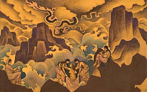 Два века Прароссианства: иллюстрации   Николай Рерих:  Европа, Восток | Мистерия (Змий). 1924