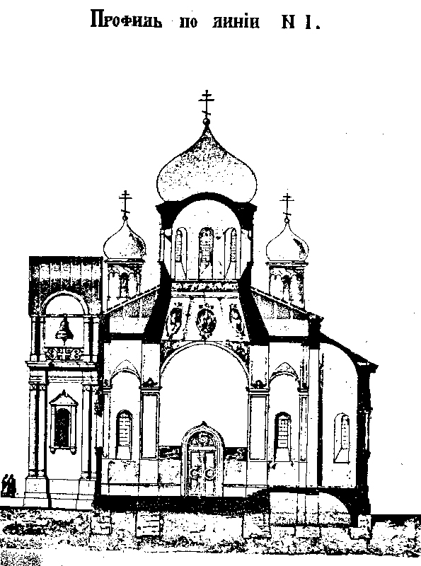 Православная архитектура   Храм-часовня в Даугавпилсе (иллюстрации к статье) | Продольный разрез собора