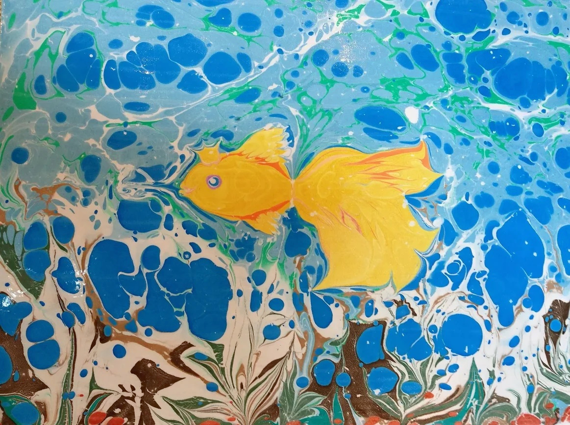 Искусство Эбру   Валентина Демурова | Золотая рыбка