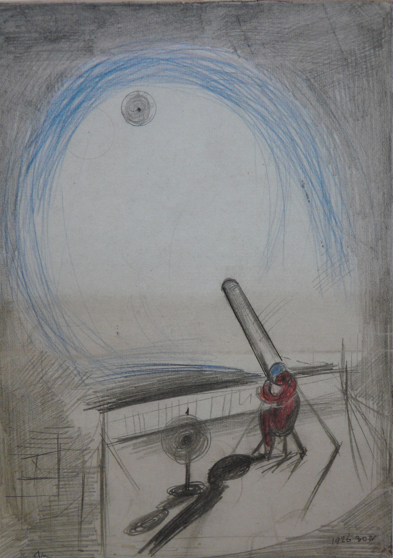    Космизм в искусстве. Иллюстрации к статье | Соломон Никритин. Телескоп. 1920-е