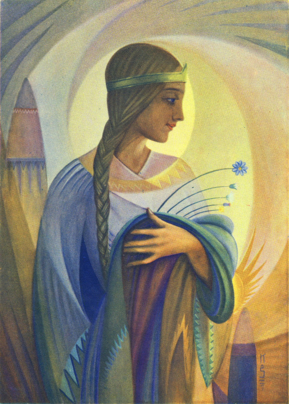    Казис Шимонис, живопись и книжная графика | Девушка с цветами 1936