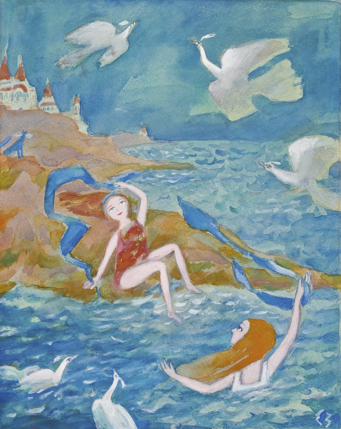    Мир сказки Елены Зарубовой | Белые птицы над берегом