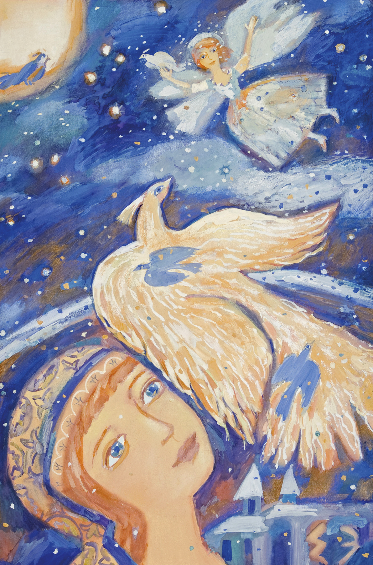    Мир сказки Елены Зарубовой | Сон с ангелом и птицей