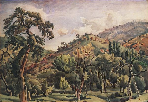 Два века Прароссианства: иллюстрации   Константин Богаевский | Горный пейзаж с деревьями.