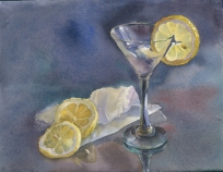 Синий натюрморт с лимоном